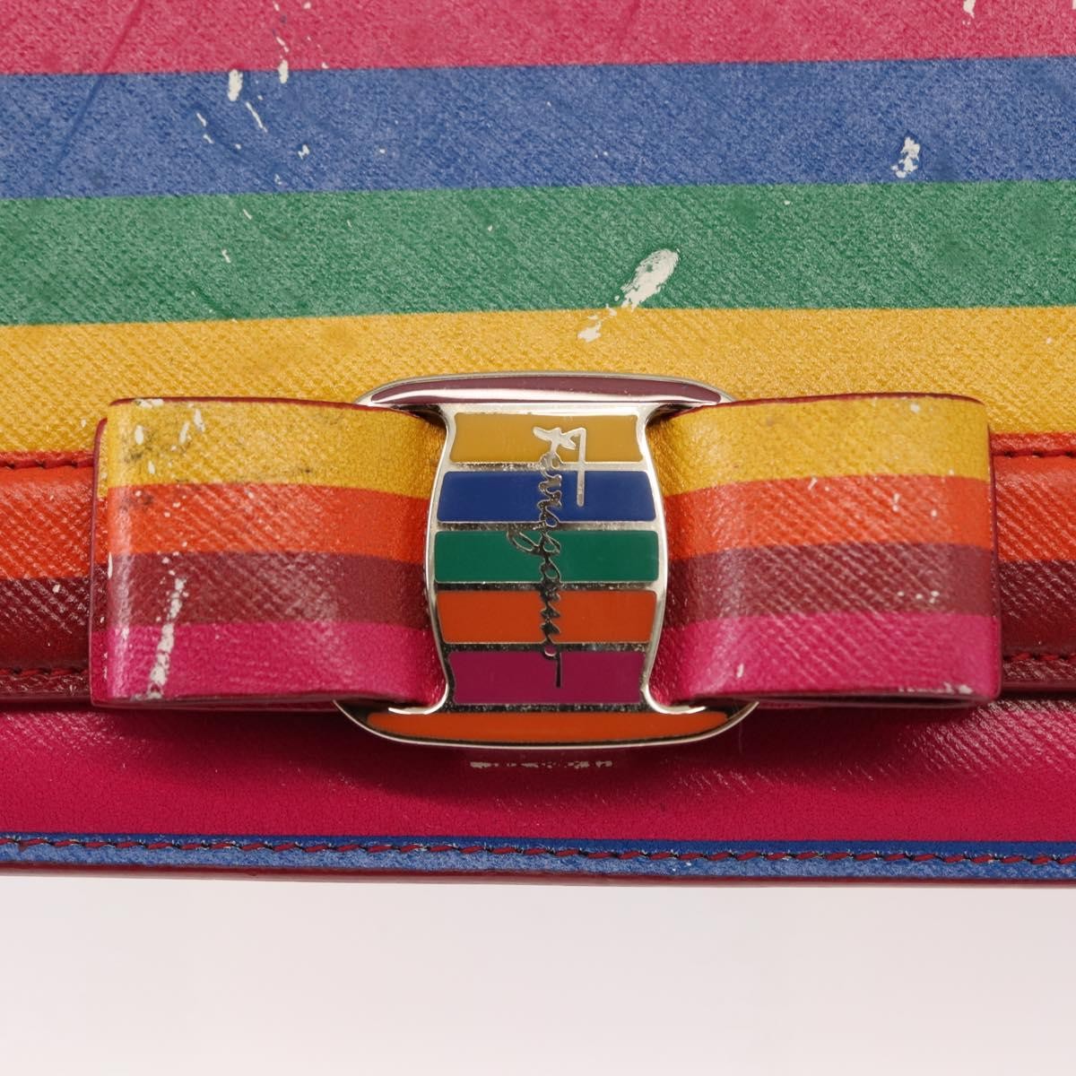 Salvatore Ferragamo Vara Bow Leather Multicolour Leather Crossbody Bag Bag (Pre-Owned)