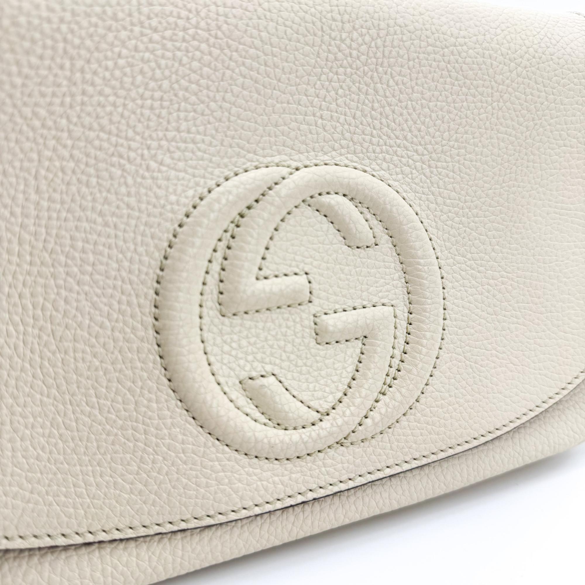 Gucci Soho Chain Leather Beige Leather Shoulder Bag Bag (Pre-Owned)