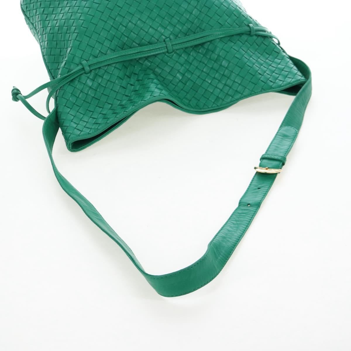 Bottega Veneta Intrecciato Shoulder Leather Green Leather Shoulder Bag Bag (Pre-Owned)