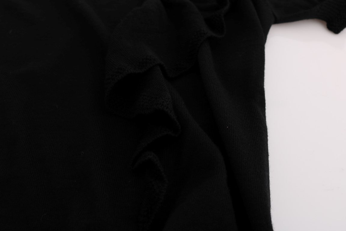 MARGHI LO' Elegant Black Lana Wool Women's Top