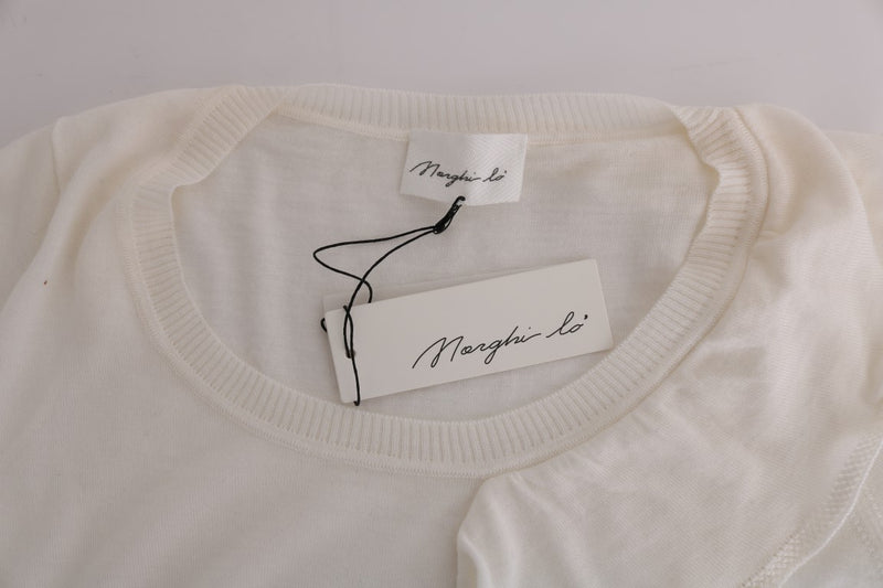 MARGHI LO' Elegant White Lana Wool Women's Top
