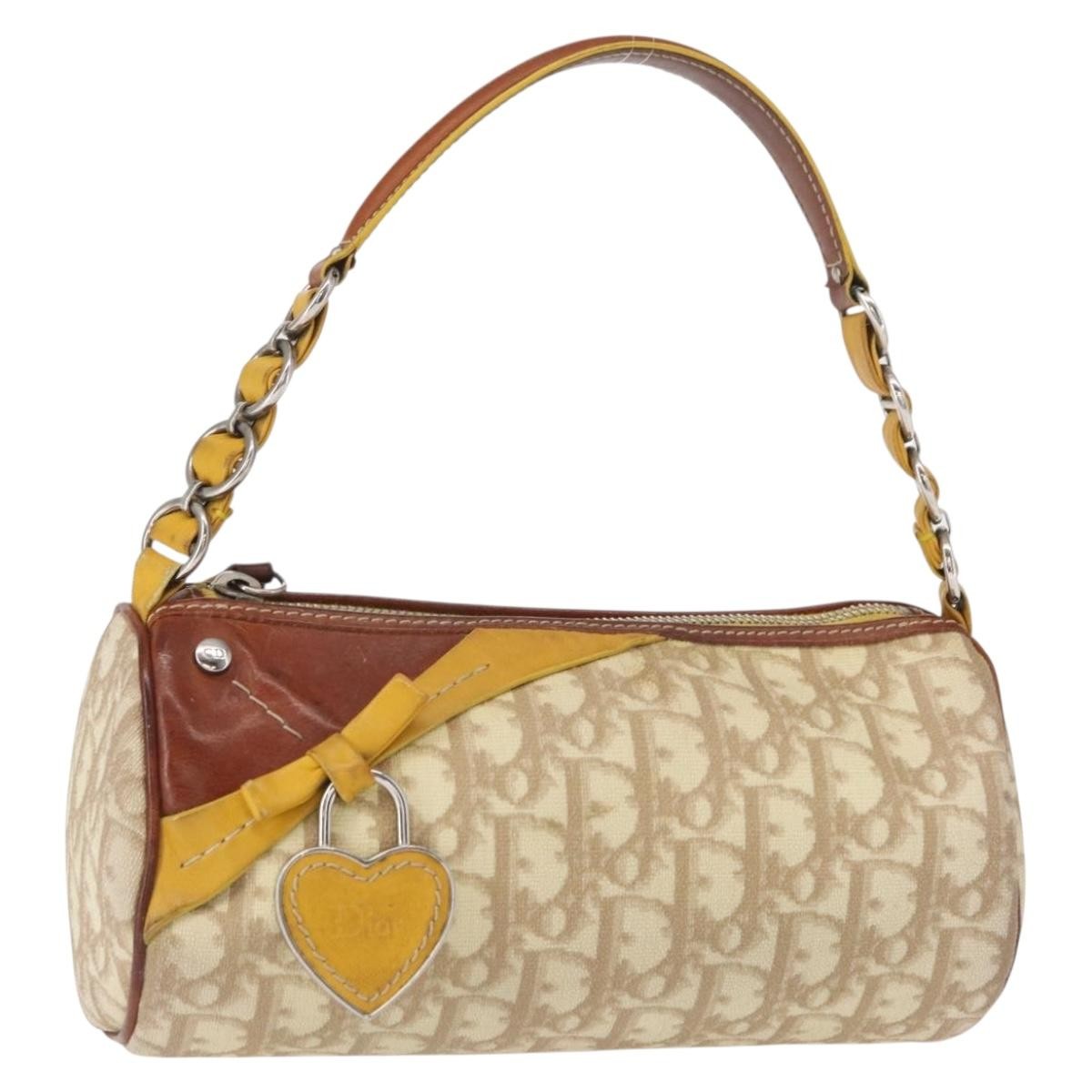 Christian Dior Vintage Trotter Romantique Diorissimo Coated Canvas Beige Canvas Shoulder Bag Bag (Pre-Owned)