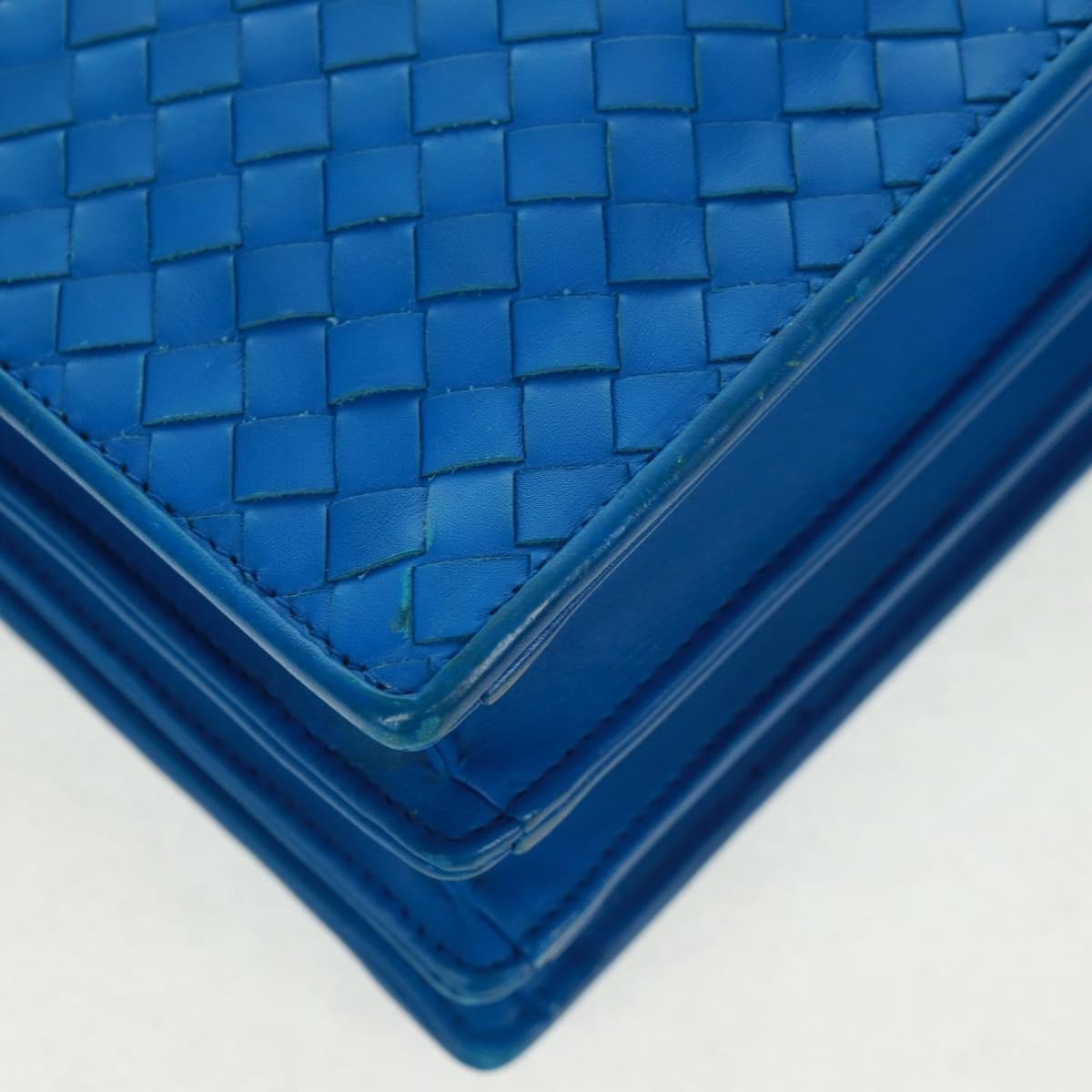 Bottega Veneta Top Zip Intrecciato Nappa Blue Leather Briefcase Bag (Pre-Owned)