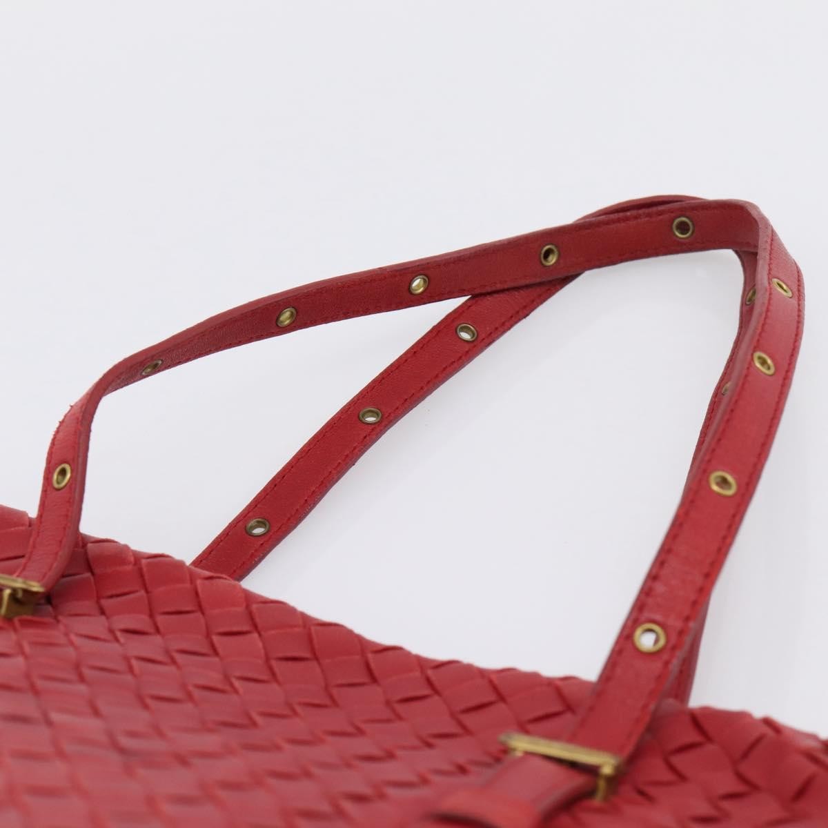 Bottega Veneta Belted Tote Intrecciato Nappa Red Leather Tote Bag Bag (Pre-Owned)