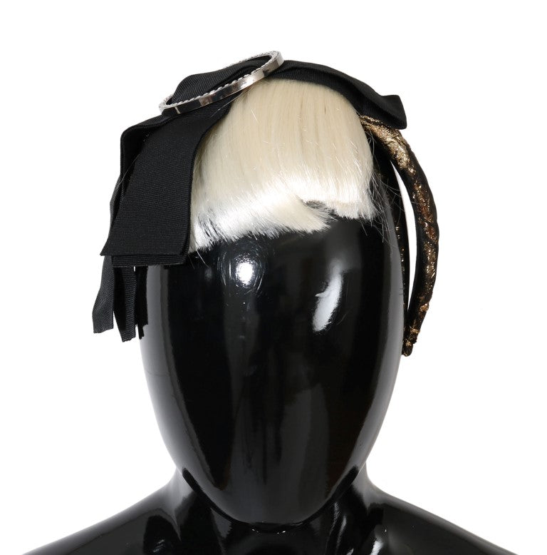 Dolce & Gabbana Black Crystal White Diadem Women's Headband