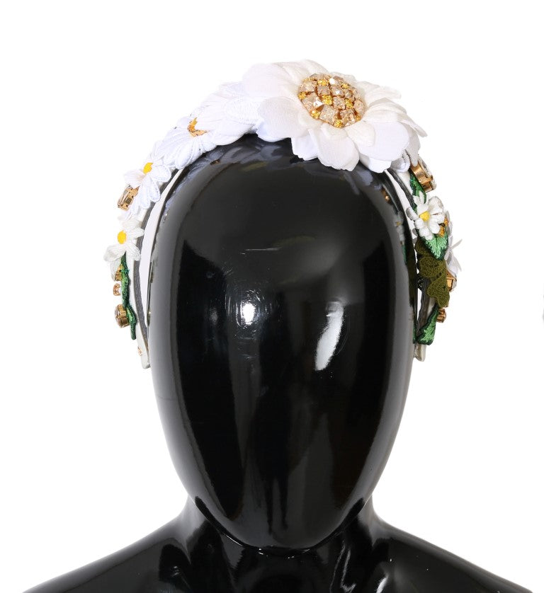 Dolce & Gabbana Yellow White Sunflower Crystal Women's Headband