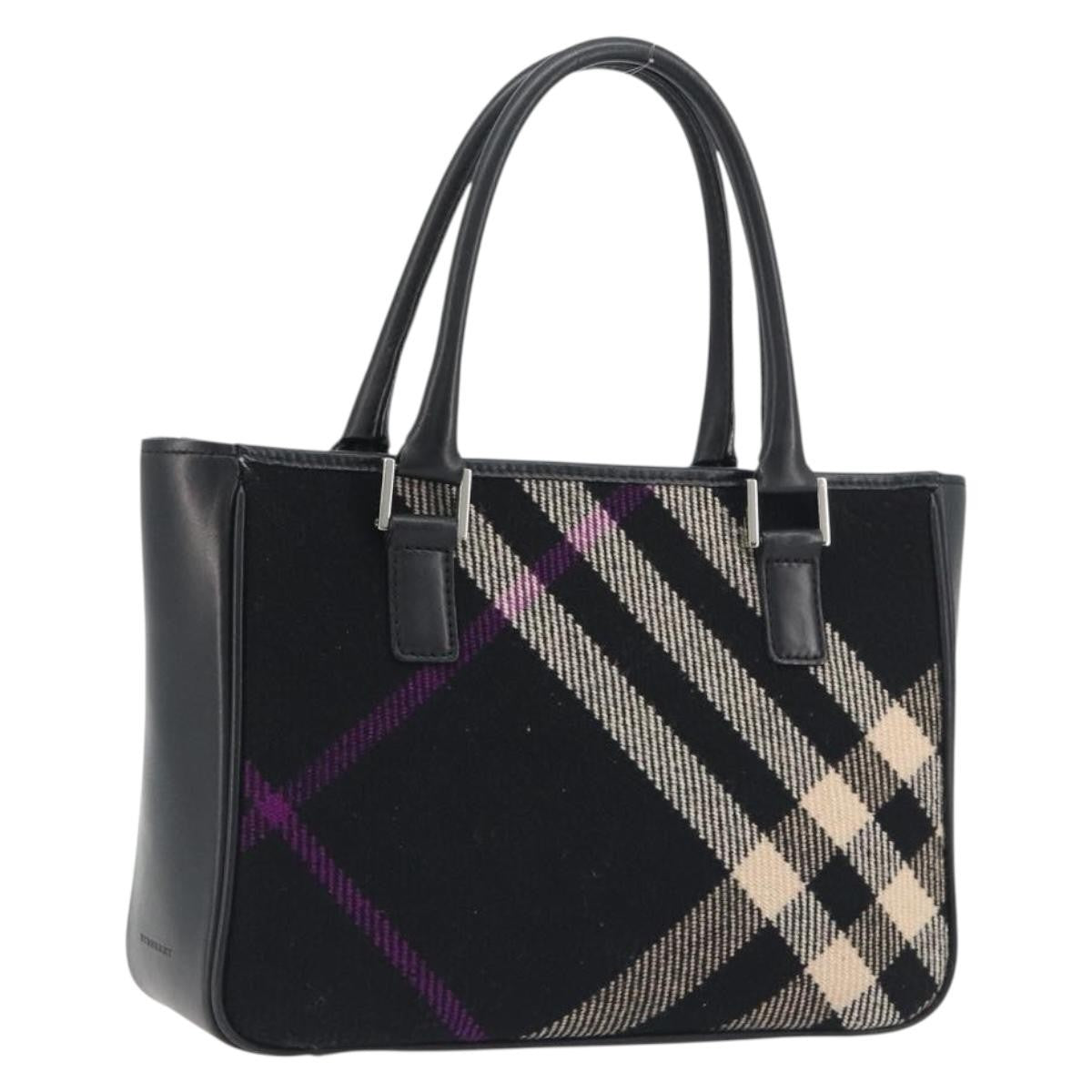 Burberry Nova Check Wool Black Wool Handbag (Pre-Owned)