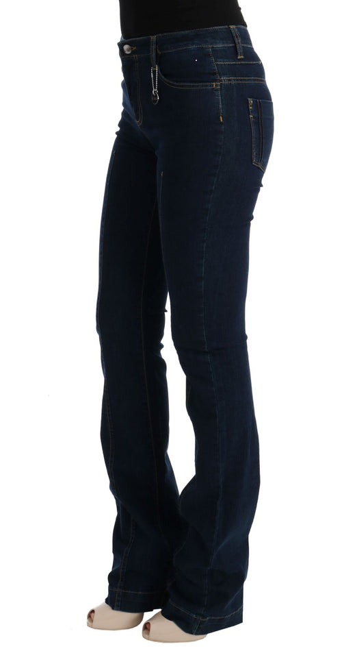 Costume National Chic Flared Cotton Jeans in Women's Blue