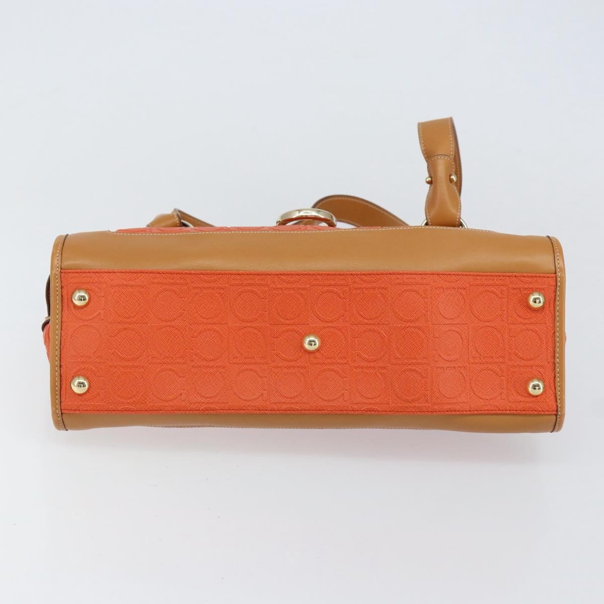 Salvatore Ferragamo Gancini Canvas Orange Pvc Shoulder Bag Bag (Pre-Owned)
