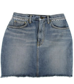 Saint Laurent Women's Dirty Light Blue Denim 80s Mini Skirt (27)