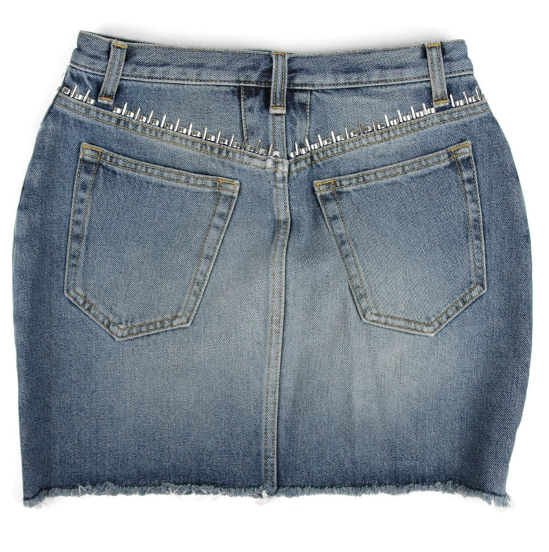 Saint Laurent Women's Dirty Light Blue Denim 80s Mini Skirt (27)