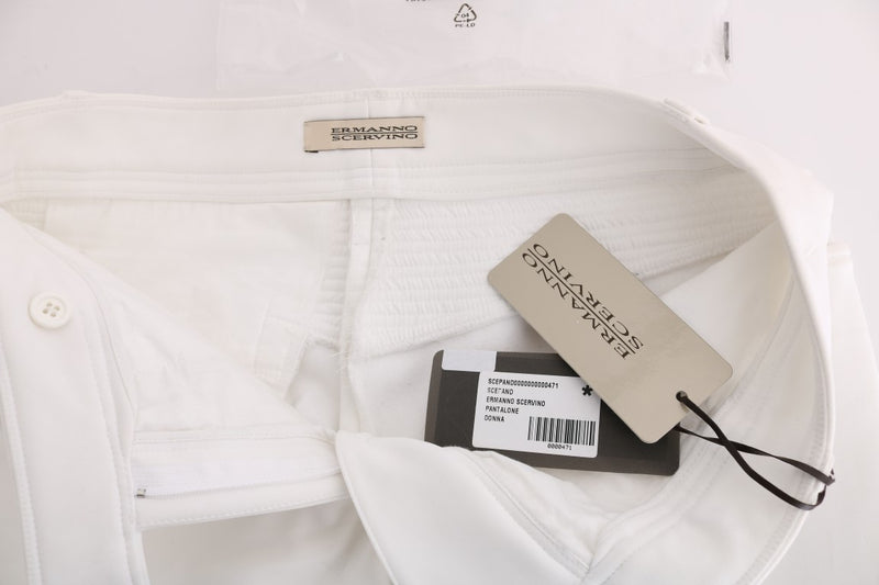 Ermanno Scervino White Cotton Slim Fit Casual Women's Pants