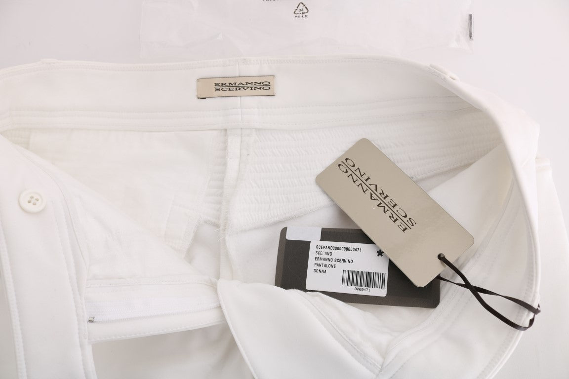 Ermanno Scervino Chic White Slim Fit Cotton Women's Trousers