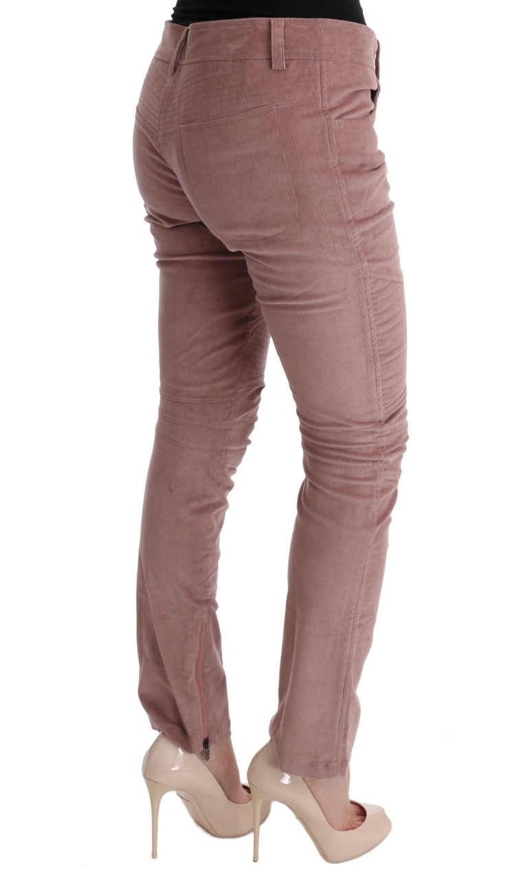 Ermanno Scervino Pink Velvet Cropped Casual Women's Pants