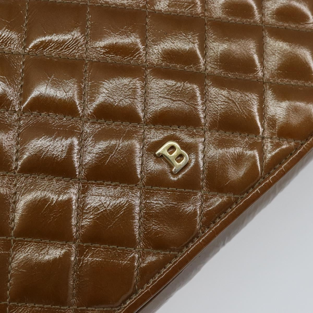Bally Vintage Chain Quilted Patent Leather Brown Patent_Leather Shoulder Bag Bag (Pre-Owned)