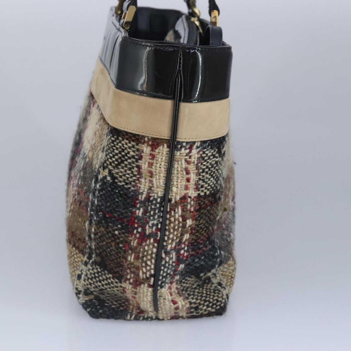 Burberry Nova Check Wool Beige Wool Handbag (Pre-Owned)
