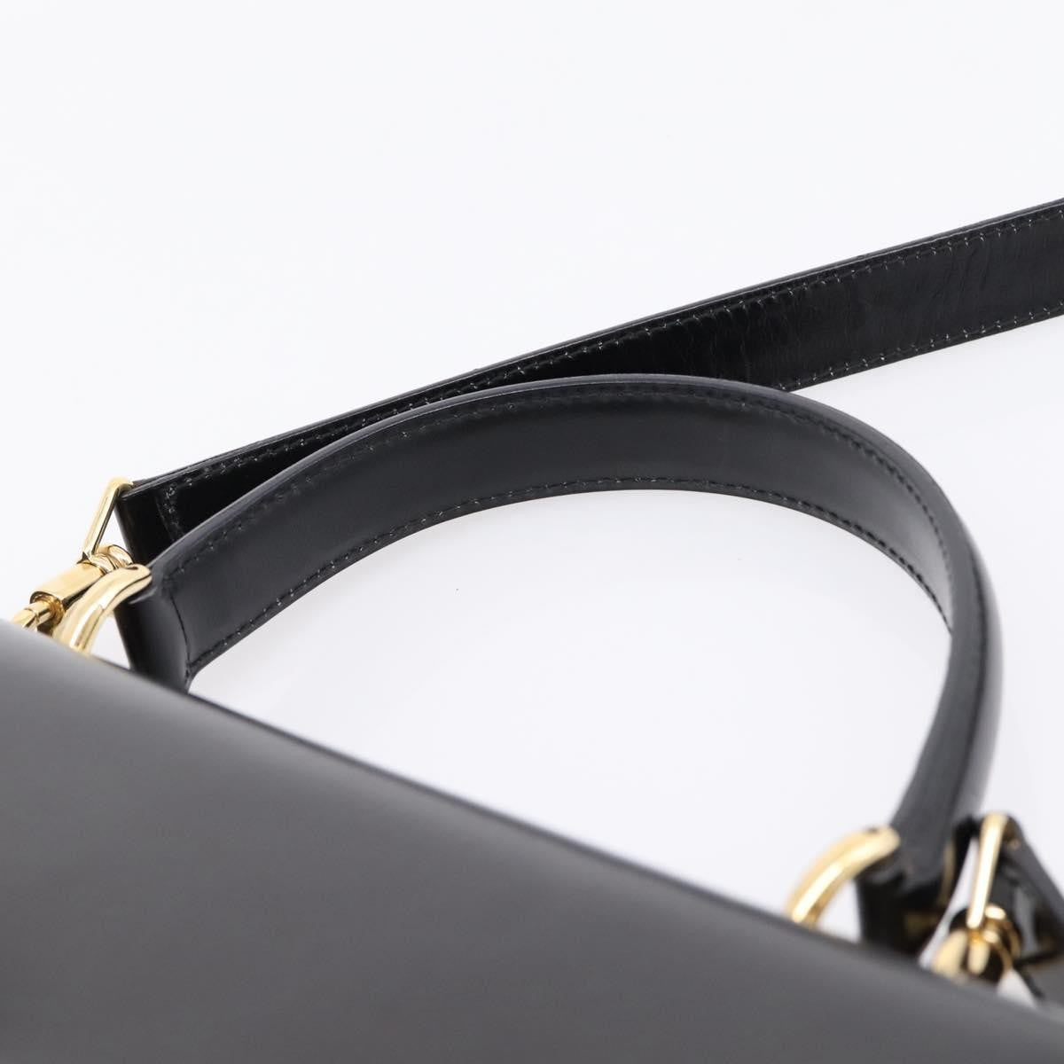 Gucci Vintage Lady Lock Top Handle Leather Black Leather Handbag (Pre-Owned)