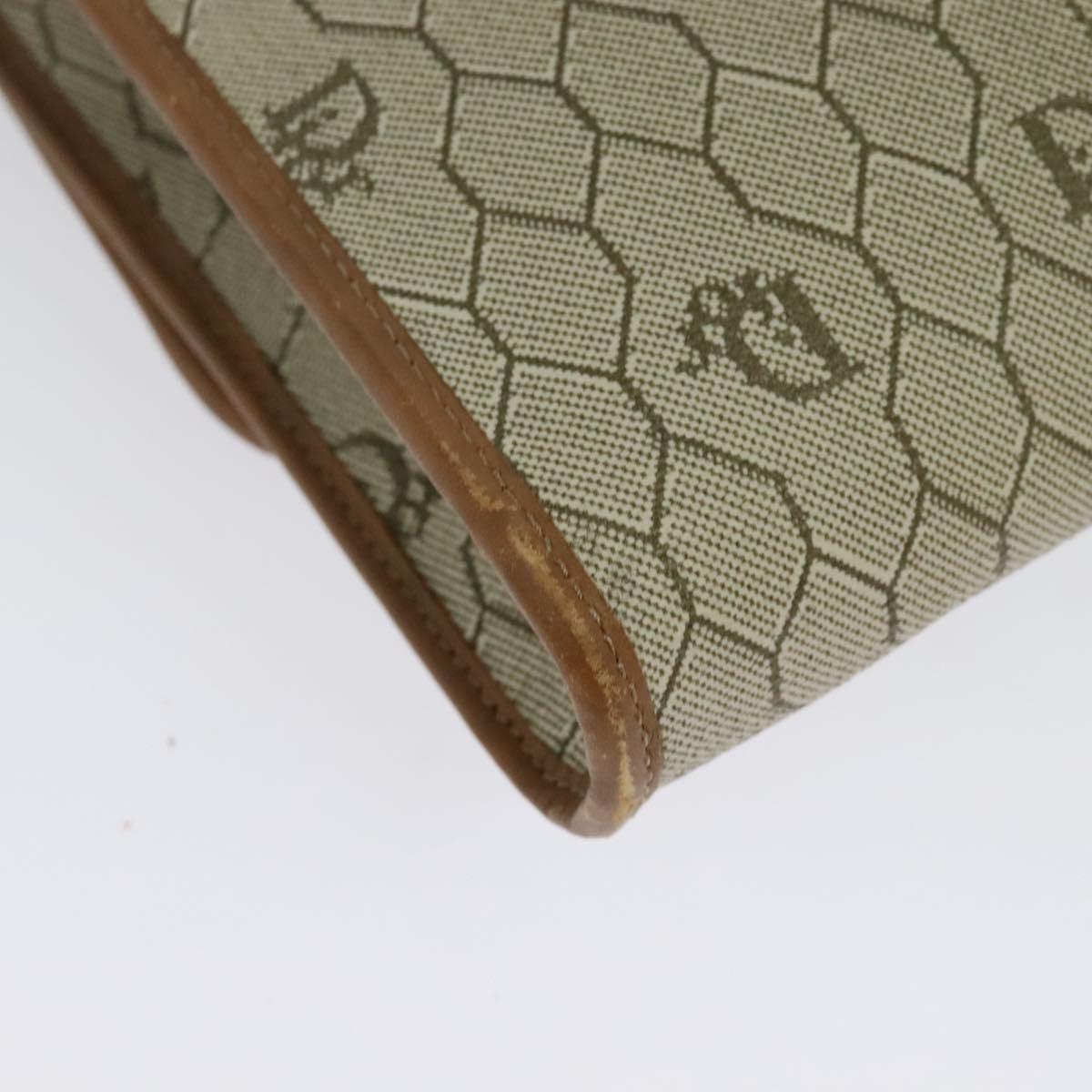 Christian Dior Vintage Honeycomb Chain Canvas Beige Canvas Bag (Pre-Owned)