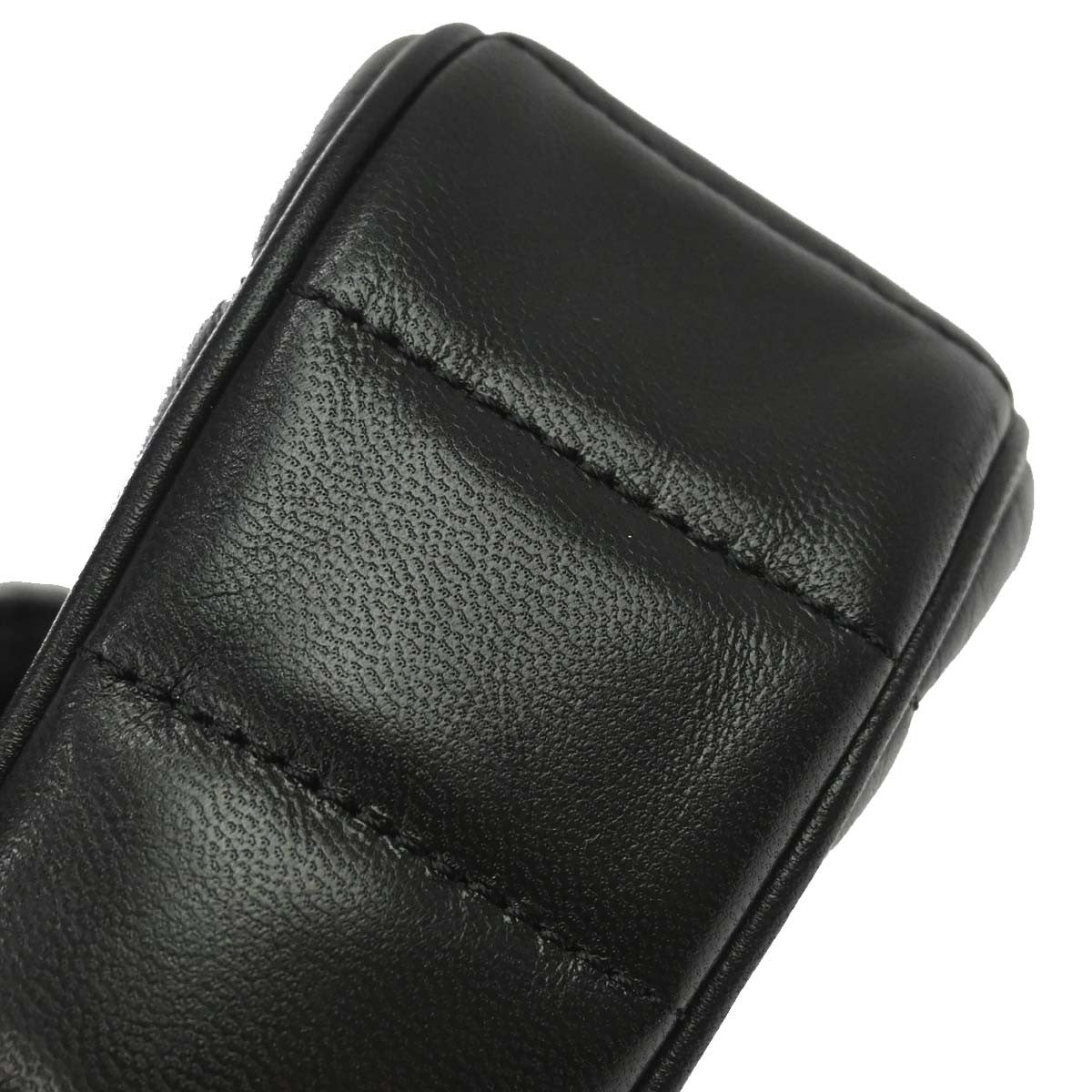 Celine Logo Chain Flap Quilted Goatskin Black Leather Shoulder Bag Bag (Pre-Owned)