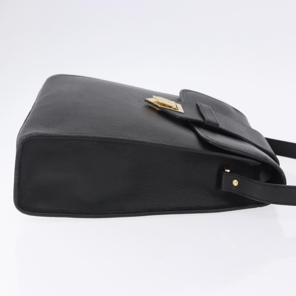 Saint Laurent Vintage Shoulder Bag Leather Black Leather Shoulder Bag Bag (Pre-Owned)