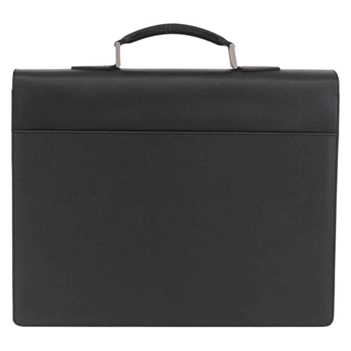 Louis Vuitton Serviette Moskova Taiga Leather Black Leather Briefcase Bag (Pre-Owned)