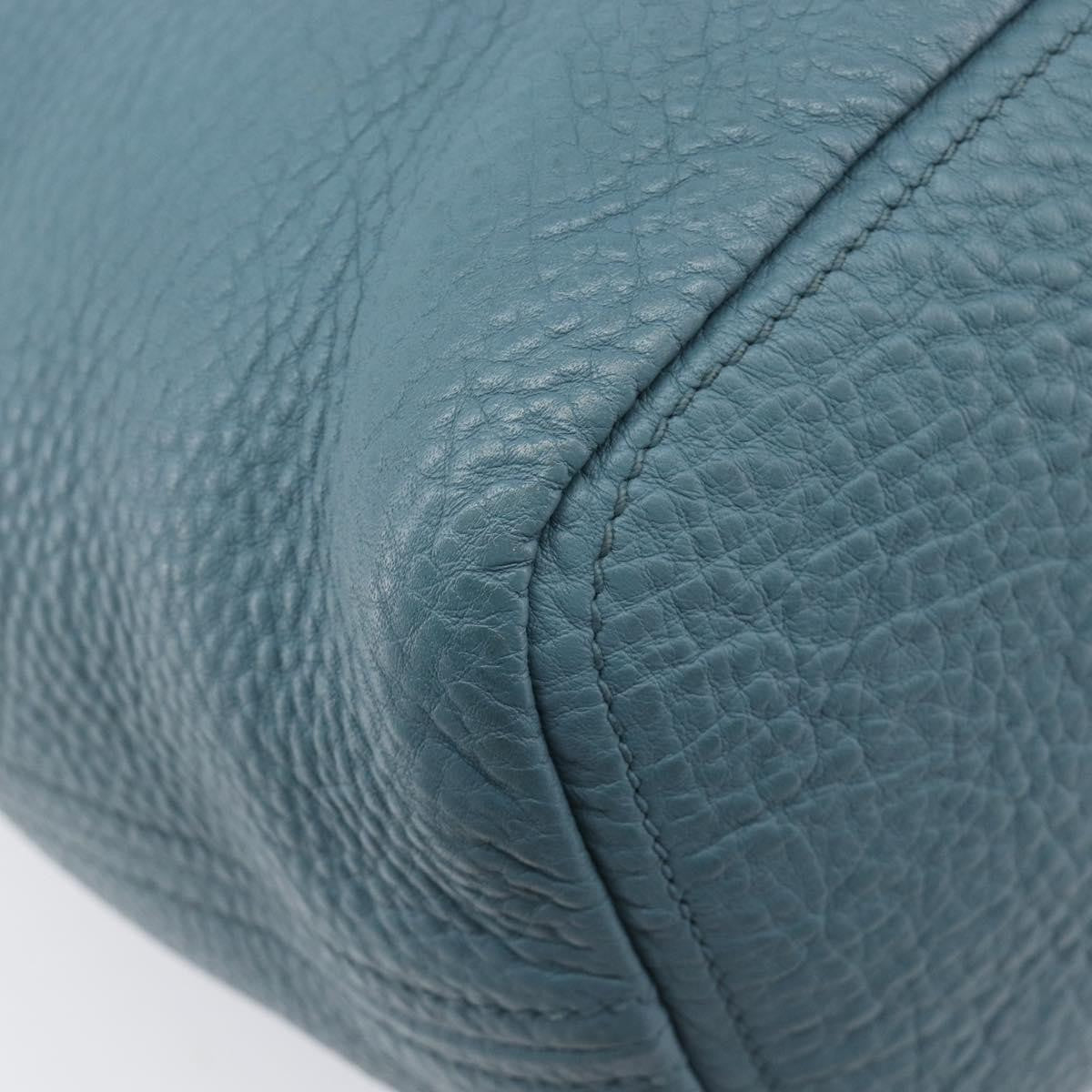 Prada Rolled Hobo Vitello Daino Blue Leather Shoulder Bag Bag (Pre-Owned)