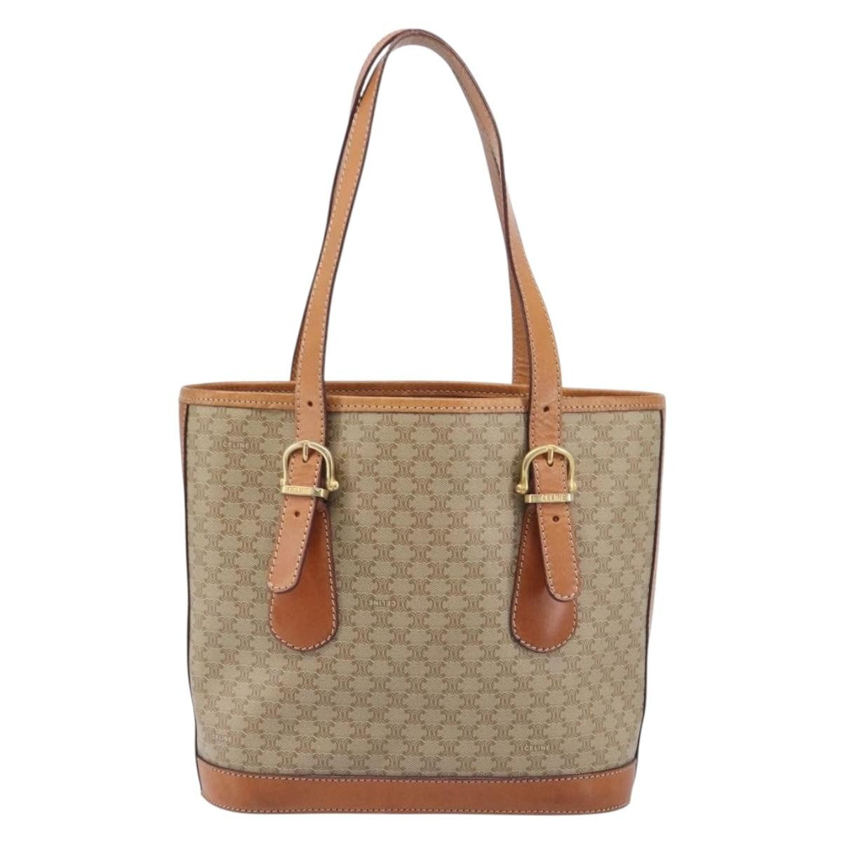 Celine Macadam Canvas And Leather Beige Canvas Tote Bag Bag (Pre-Owned)