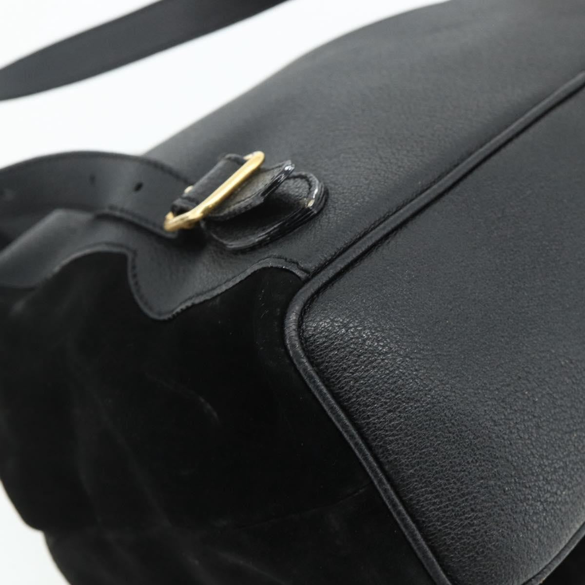 Gucci Vintage Bamboo Suede Black Suede Backpack Bag (Pre-Owned)