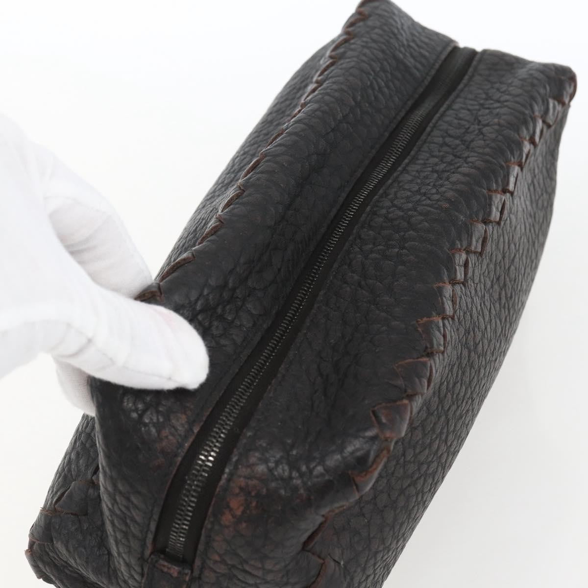 Bottega Veneta Zip Clutch Leather Brown Leather Clutche & Pouche Bag (Pre-Owned)