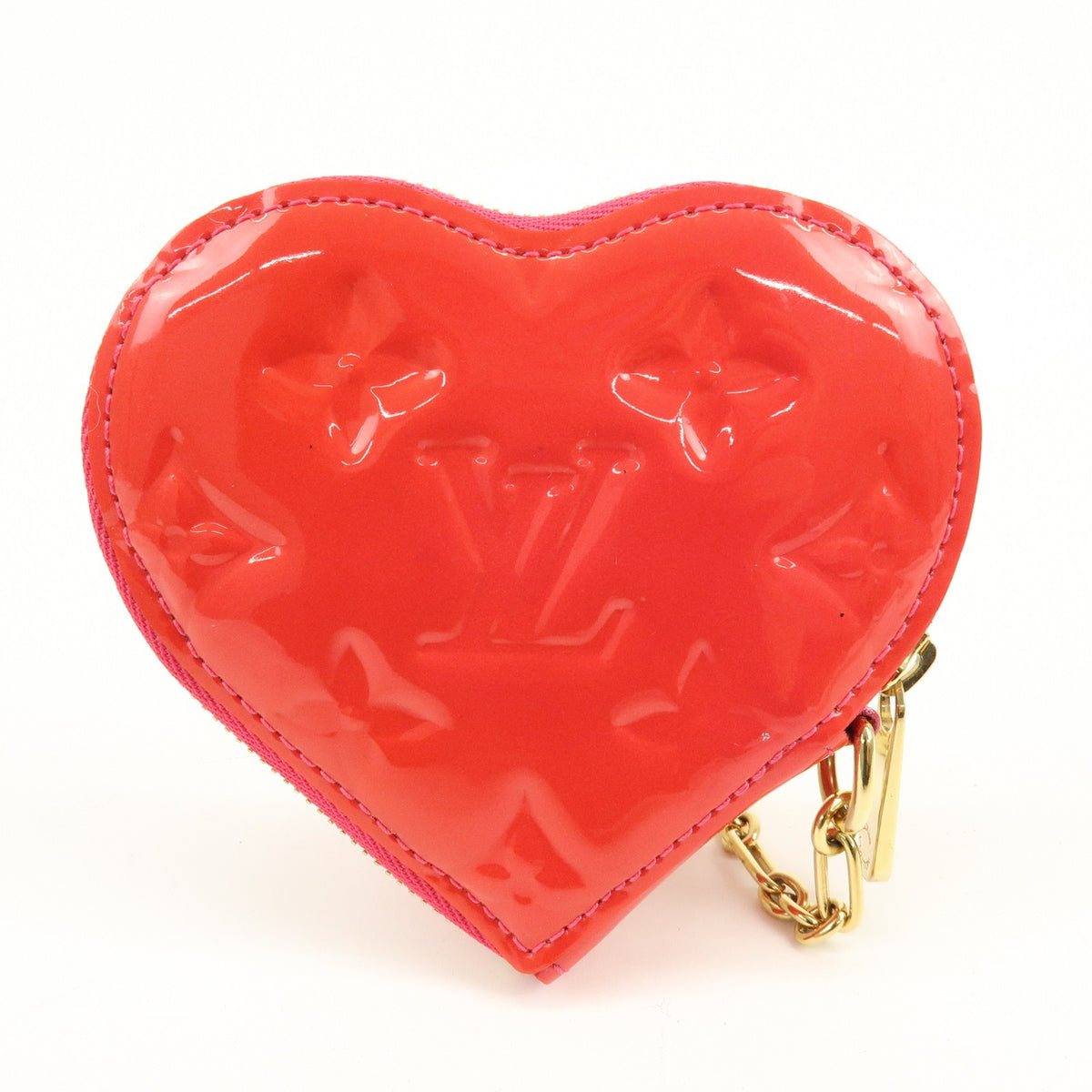 Louis Vuitton Heart Coin Purse Monogram Vernis Pink Patent_Leather Clutche & Pouche Bag (Pre-Owned)