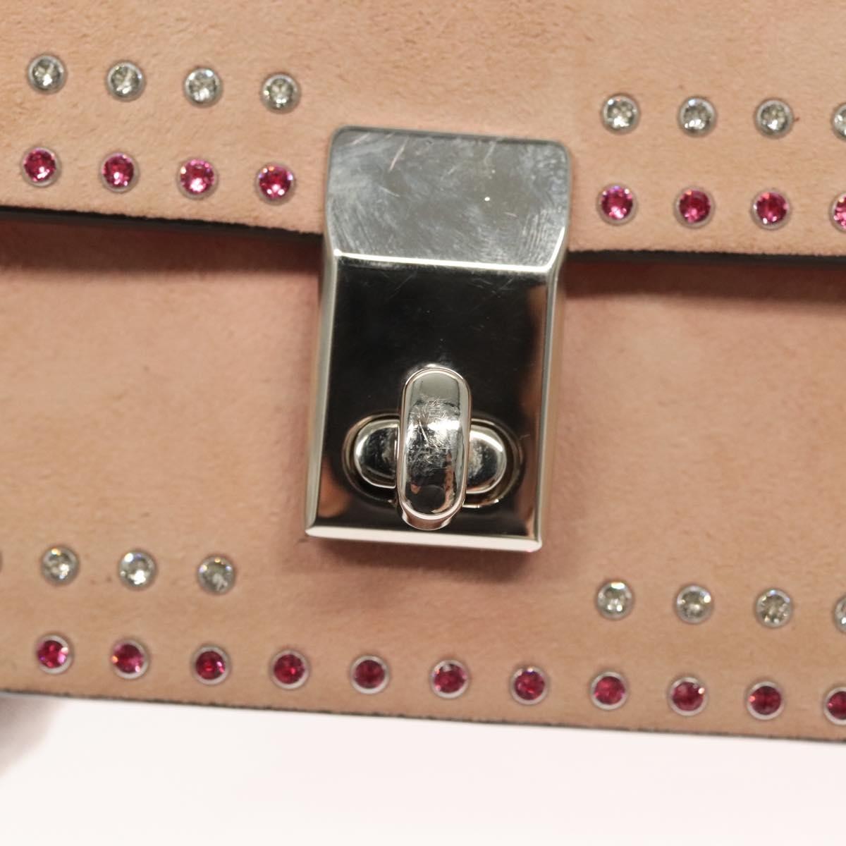 Valentino Garavani Turnlock Chain Suede Pink Suede Shoulder Bag Bag (Pre-Owned)