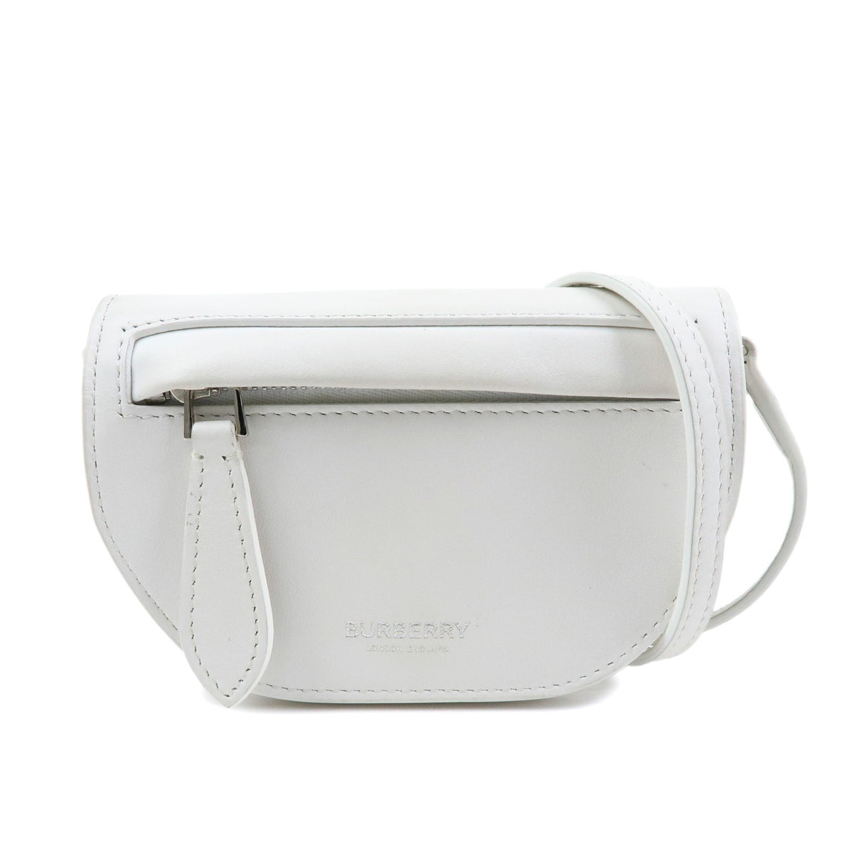 Burberry Olympia Flap Leather White Leather Handbag (Pre-Owned)