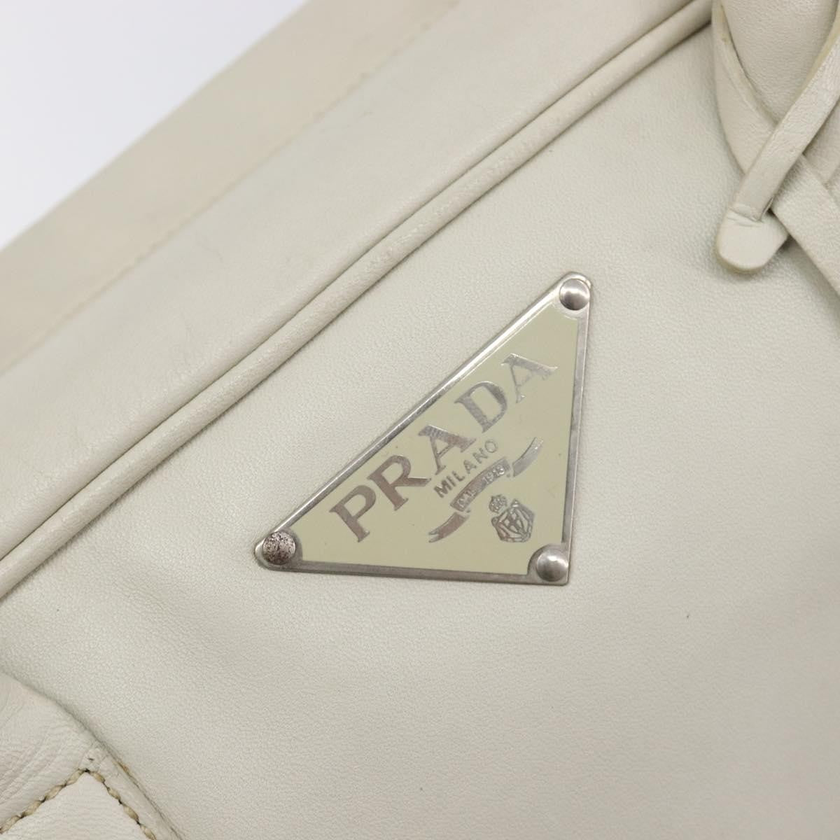 Prada Tote Leather White Leather Tote Bag Bag (Pre-Owned)
