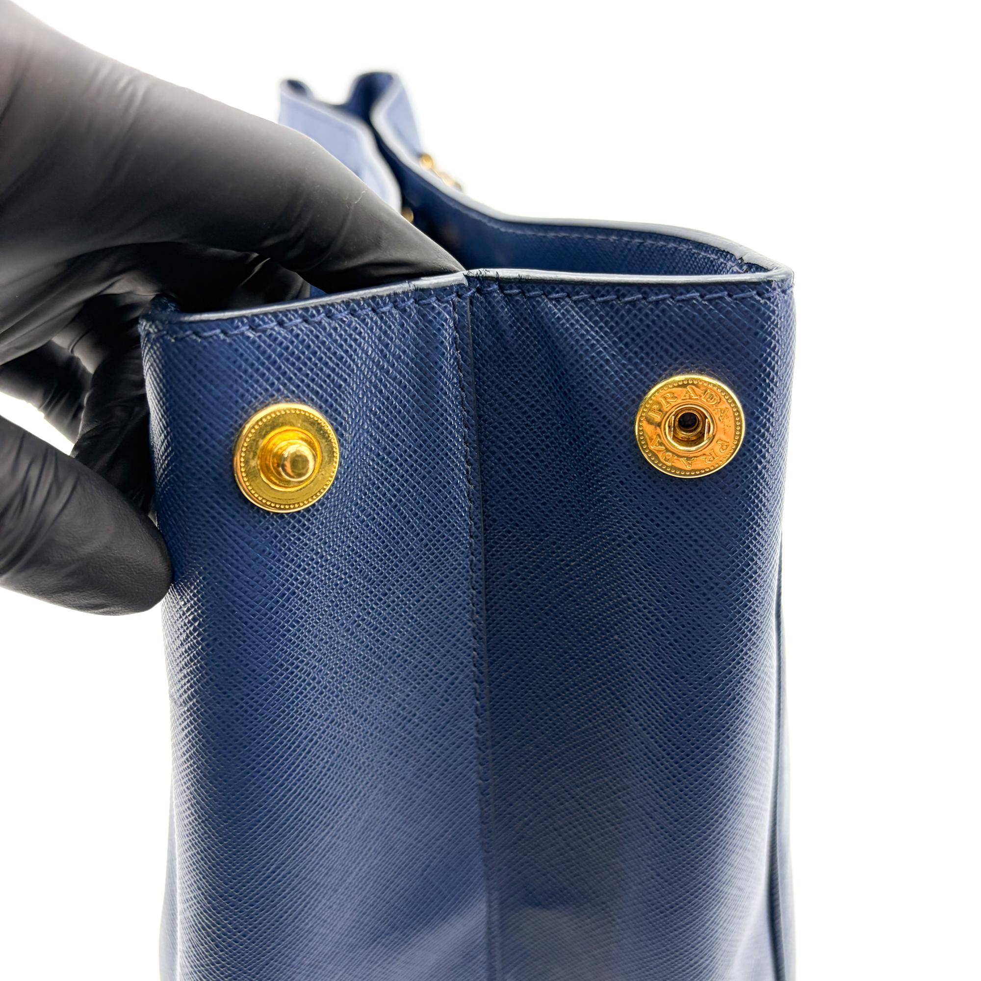 Prada Lux Open Saffiano Leather Blue Leather Tote Bag Bag (Pre-Owned)