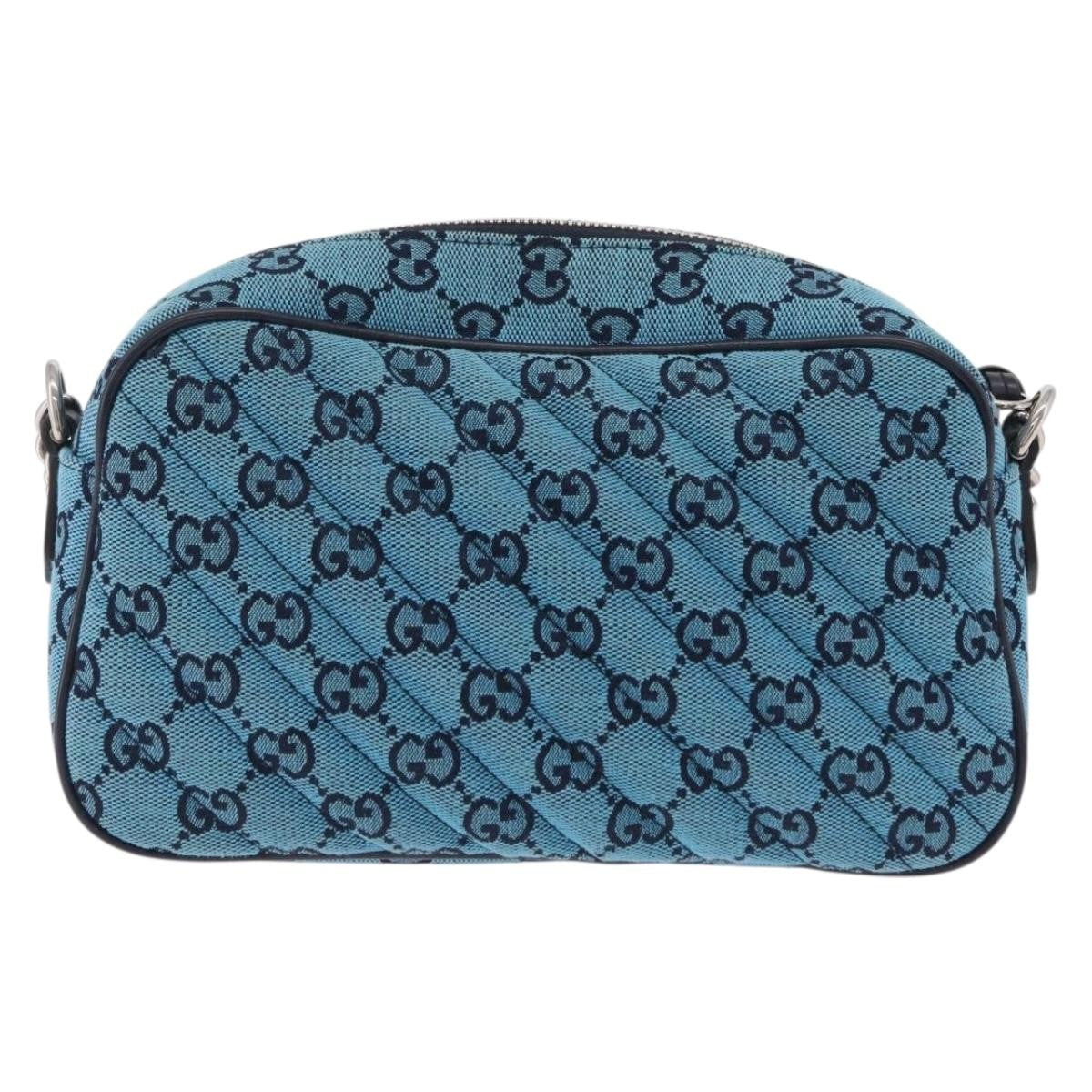 Gucci Gg Marmont Multicolor Diagonal Quilted Gg Canvas Blue Canvas Shoulder Bag Bag (Pre-Owned)