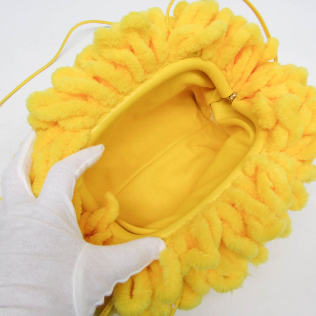 Bottega Veneta The Wave Twisted Chenille Yellow Textile Clutche & Pouche Bag (Pre-Owned)