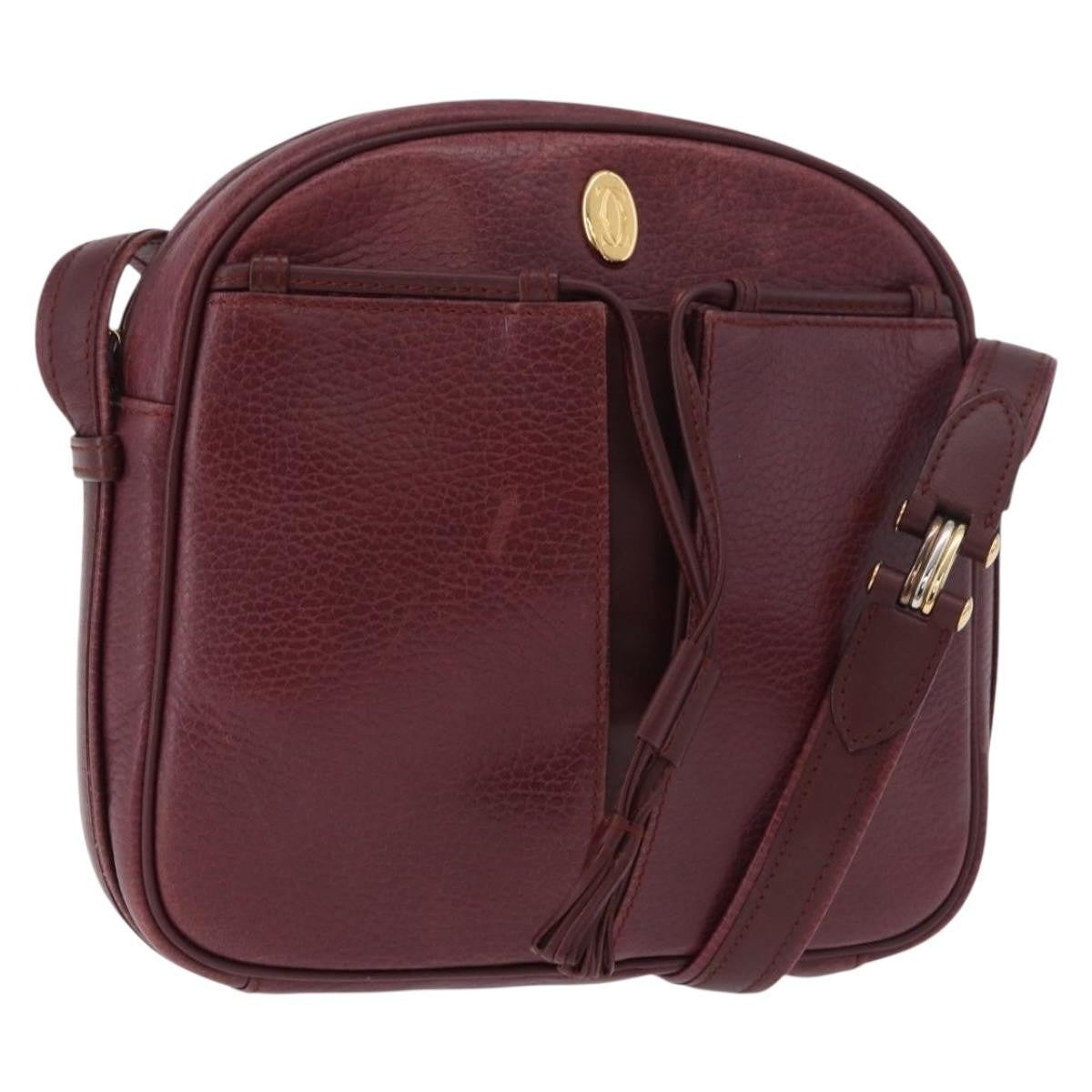 Cartier Tasseled Must De Cartier Leather Burgundy Leather Shoulder Bag Bag (Pre-Owned)