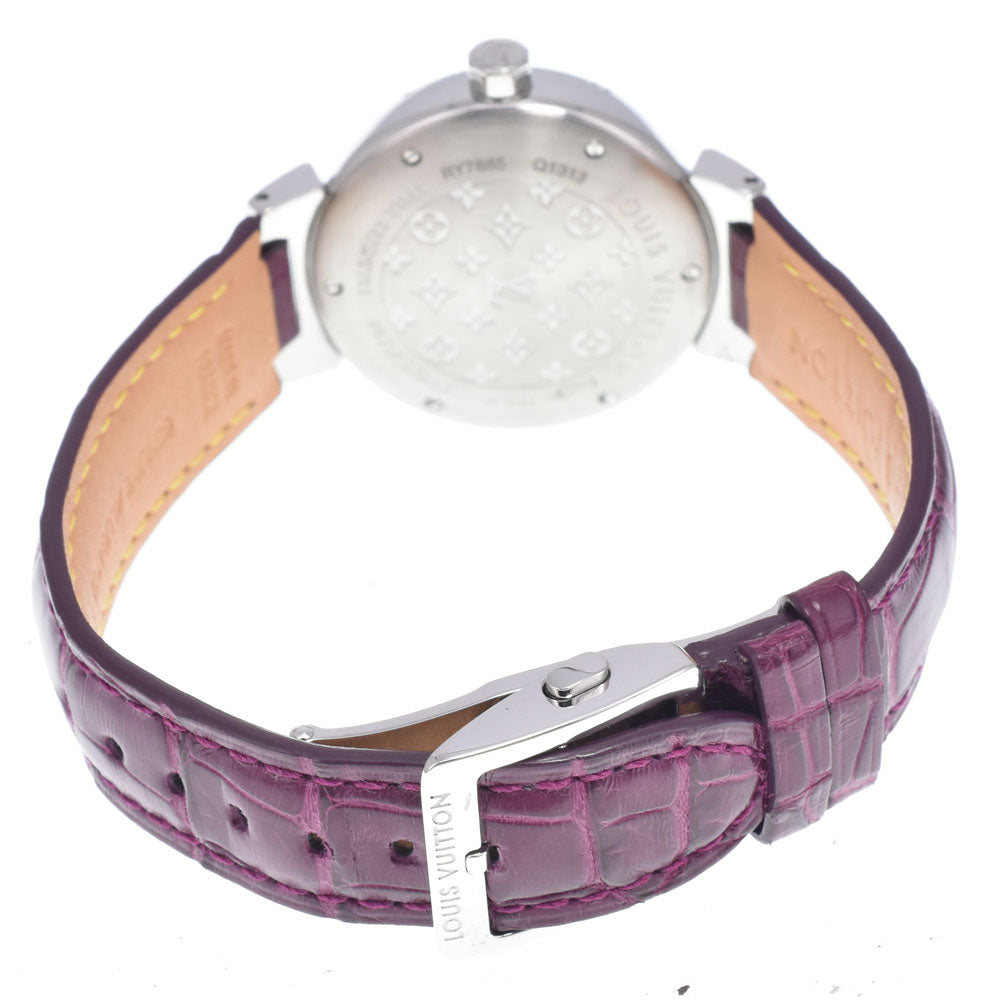 Louis Vuitton Tambour Quartz Stainless Steel And Monogram Vernis Watch (Pre-Owned)