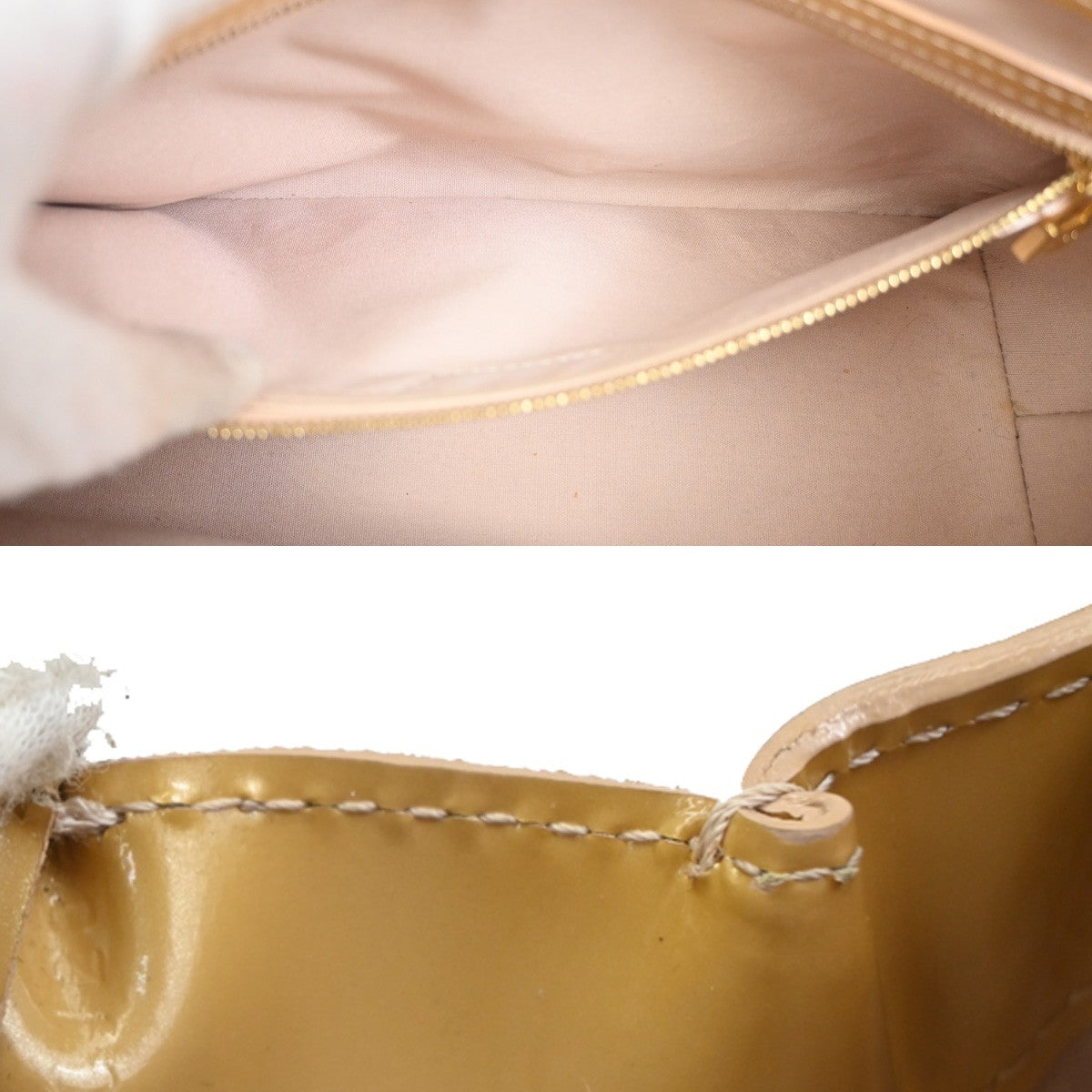Louis Vuitton Wilshire Monogram Vernis Beige Patent_Leather Handbag (Pre-Owned)