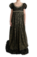 Dolce & Gabbana Black Yellow Crystal Lace Shift Women's Dress