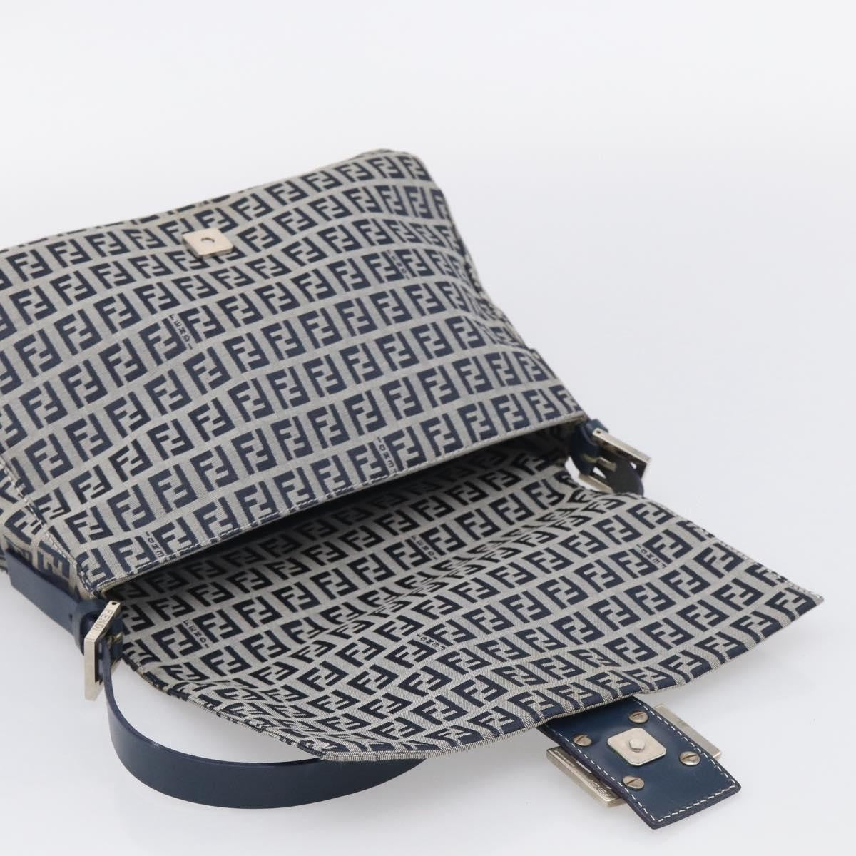 Fendi Fendi Mamma Baguette Monogram Canvas Navy Canvas Handbag (Pre-Owned)