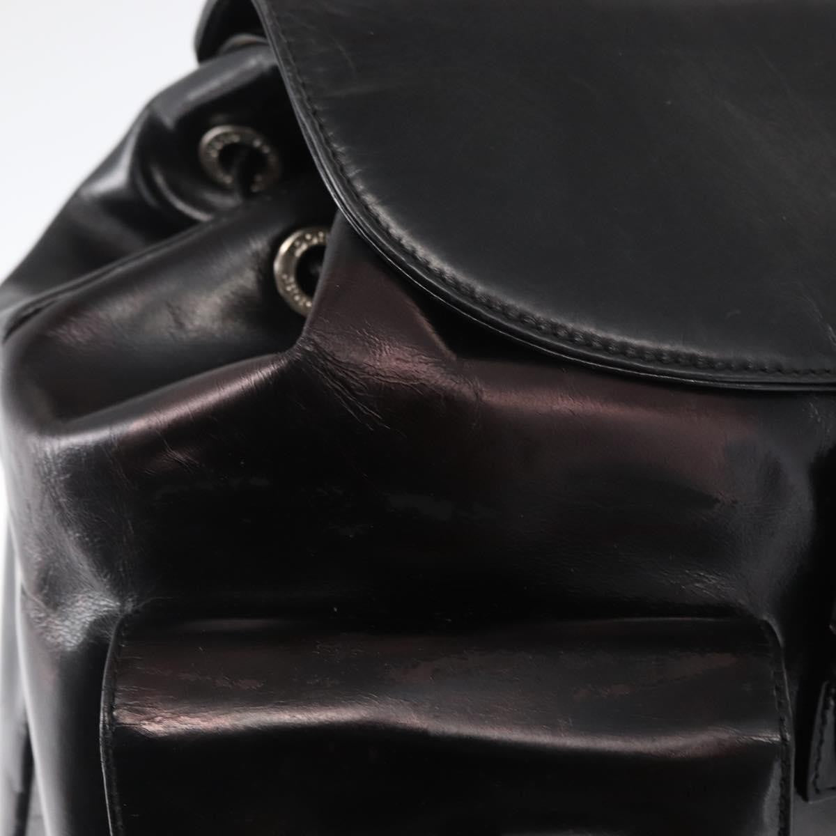 Gucci Vintage Bamboo Leather Black Leather Backpack Bag (Pre-Owned)