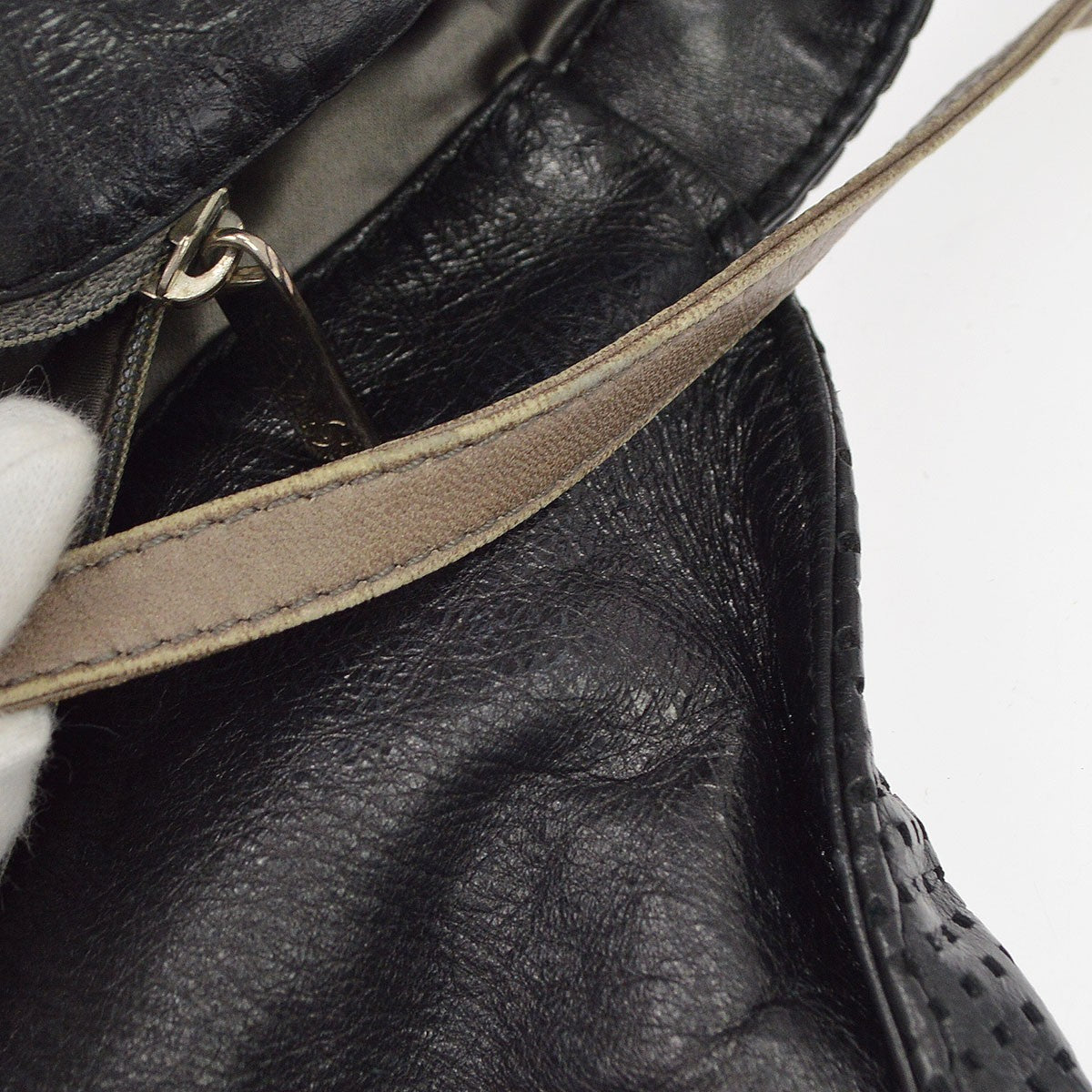 Chanel Rodeo Drive Hobo Perforated Leather Black Leather Shoulder Bag Bag (Pre-Owned)
