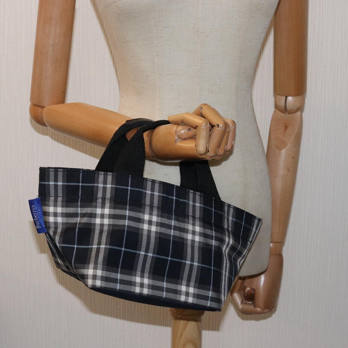 Burberry Nova Check Blue Label Nylon Navy Nylon Handbag (Pre-Owned)