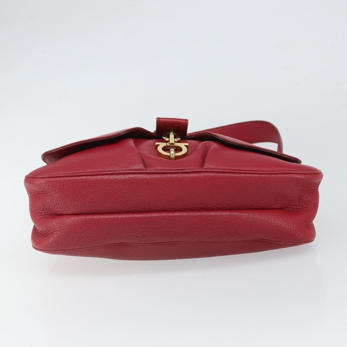 Salvatore Ferragamo Gancini Leather Red Leather Shoulder Bag Bag (Pre-Owned)