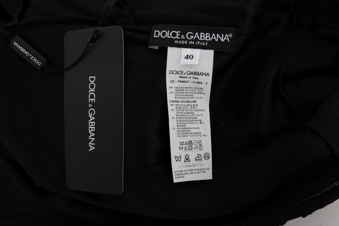 Dolce & Gabbana Black Floral Ricamo Sheath Women's Dress