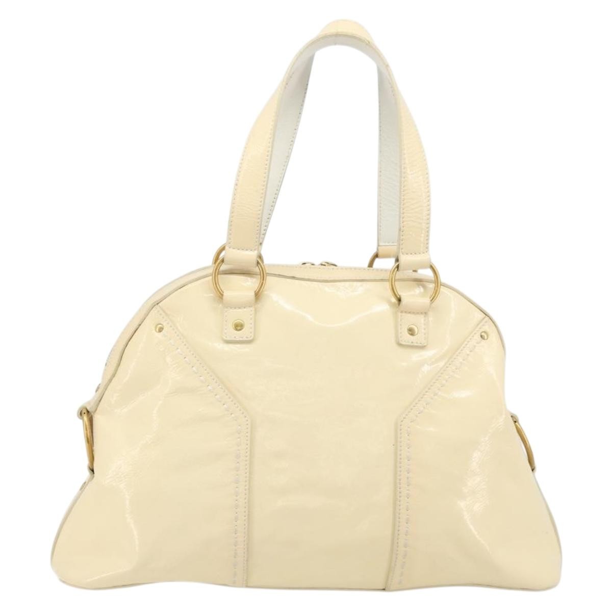 Saint Laurent Muse Shoulder Leather White Patent_Leather Handbag (Pre-Owned)
