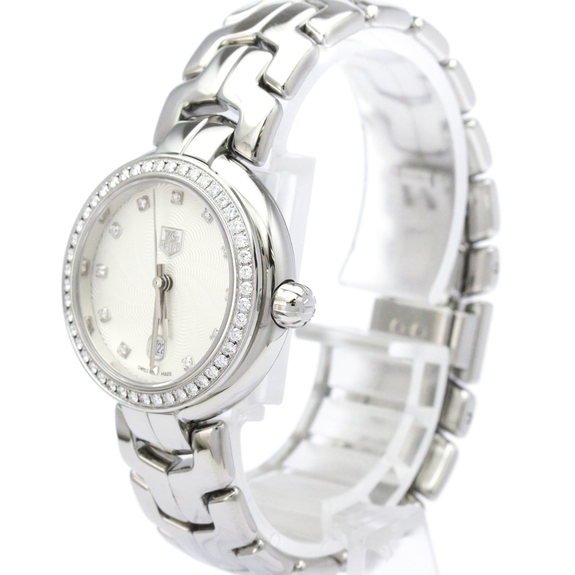 Tag Heuer Link Quartz Stainless Steel With Diamond Bezel And Markers Watch (Pre-Owned)