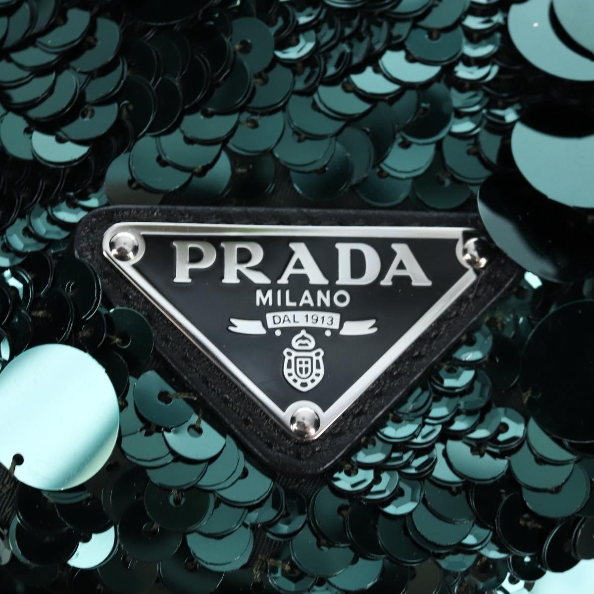 Prada Shoulder Sequins Green Synthetic Shoulder Bag Bag (Pre-Owned)