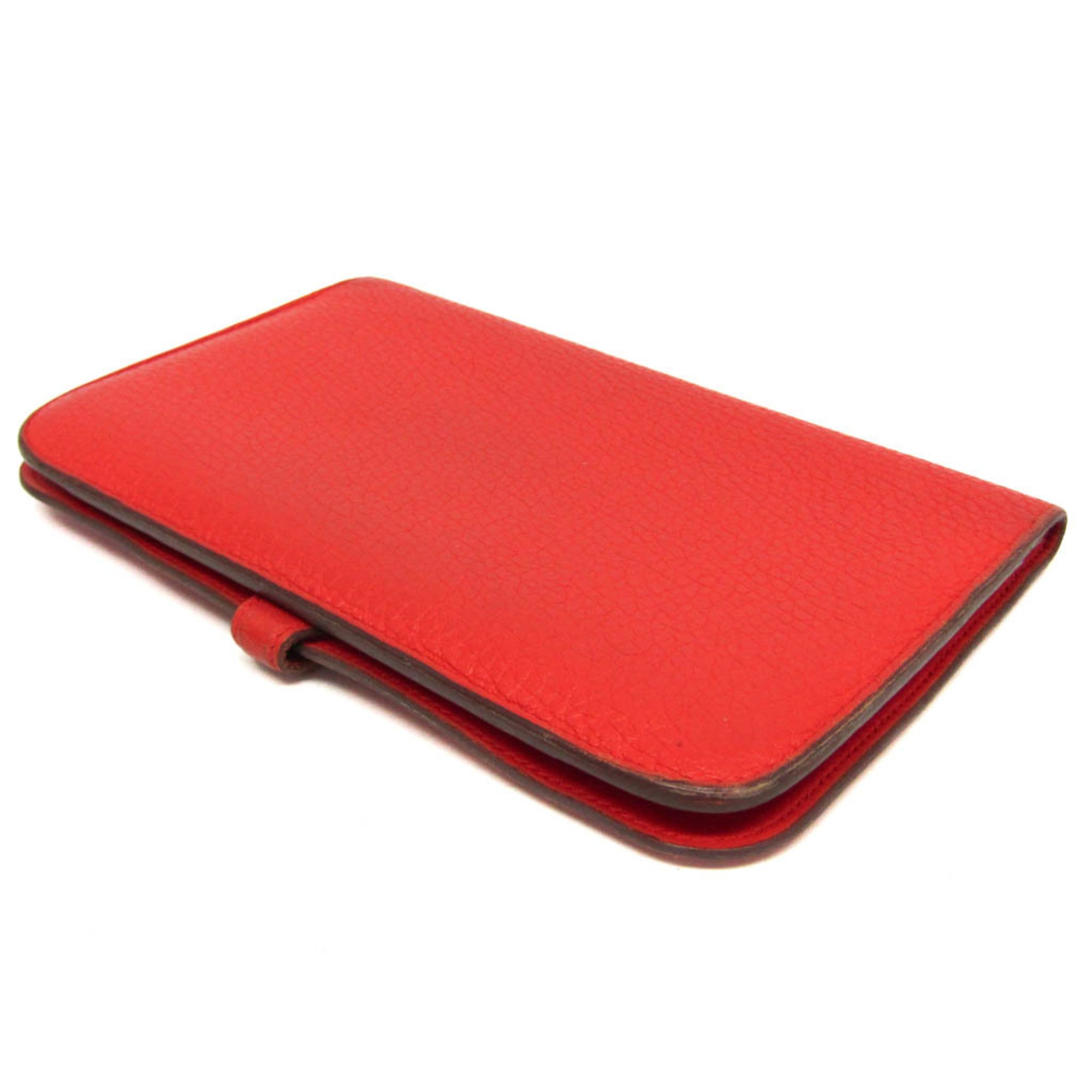 Hermes Dogon Duo Combined Leather Red Leather Wallets Accessory (Pre-Owned)